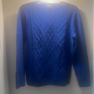 Blue cable knit sweater